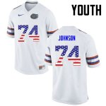 Youth Florida Gators #74 Fred Johnson NCAA Nike White USA Flag Fashion Authentic Stitched College Football Jersey CKN0662XV